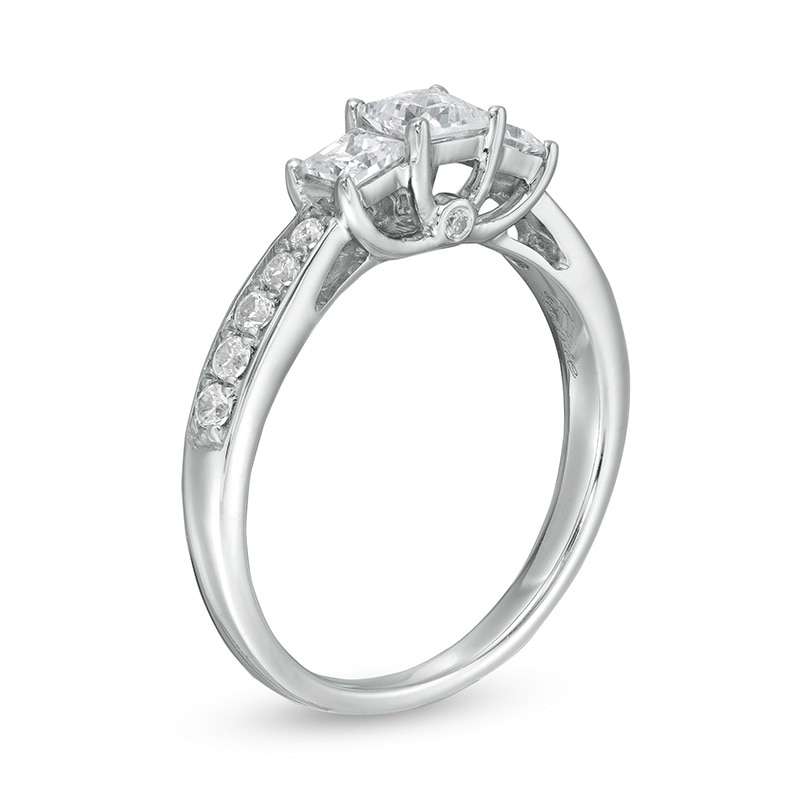 Previously Owned - 1 CT. T.W. Princess-Cut Diamond Past Present Future® Engagement Ring in 10K White Gold