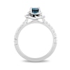 Thumbnail Image 2 of Previously Owned - Enchanted Disney Cinderella London Blue Topaz and 1/3 CT. T.W. Diamond Frame Ring in 14K White Gold