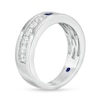 Thumbnail Image 3 of Previously Owned - Vera Wang Love Collection Men's Square-Cut Sapphire and 3/4 CT. T.W. Diamond Band in 14K White Gold