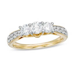 Previously Owned - 1 CT. T.W. Diamond Past Present Future® Engagement Ring in 10K Gold