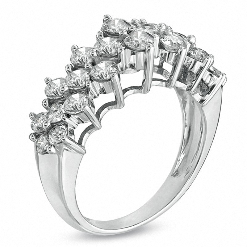 Previously Owned - 2 CT. T.W. Diamond Cluster Pyramid Band in 10K White Gold