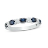 Thumbnail Image 1 of Previously Owned - Vera Wang Love Collection Oval Sapphire and 3/8 CT. T.W. Diamond Alternating Band in 14K White Gold