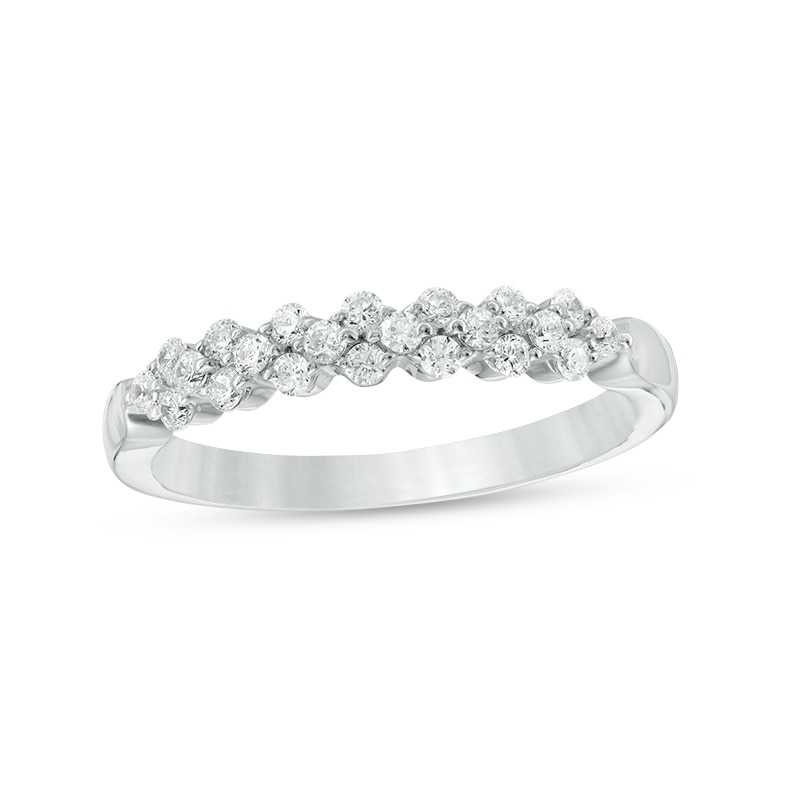 Previously Owned - 1/3 CT. T.W. Diamond Alternating Stackable Band in 10K White Gold