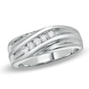 Thumbnail Image 1 of Previously Owned - Men's 1/4 CT. T.W. Diamond Slant Wedding Band in 14K White Gold