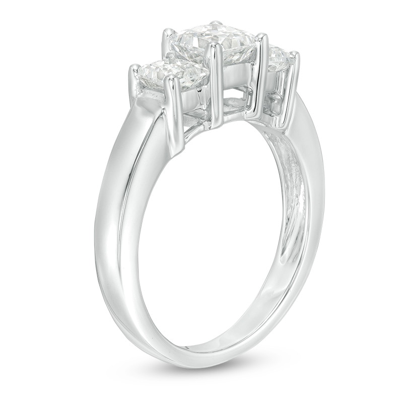 Previously Owned - 1-1/2 CT. T.W. Princess-Cut Diamond Three Stone Engagement Ring in 14K White Gold