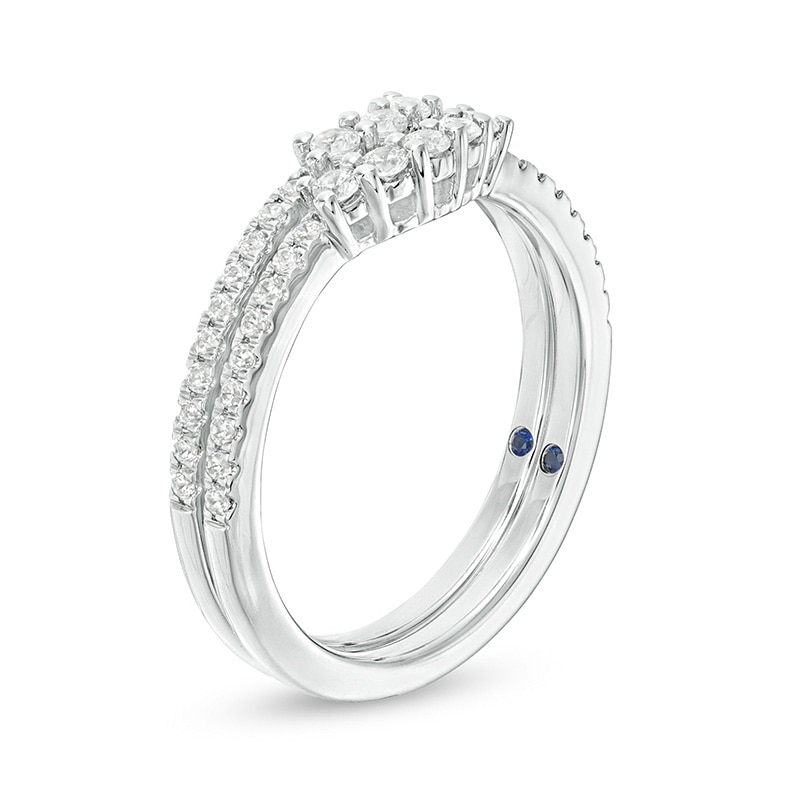 Previously Owned - Vera Wang Love Collection 3/8 CT. T.W. Diamond Contour Two Piece Band Set in 14K White Gold