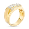 Thumbnail Image 1 of Previously Owned - Men's 3/4 CT. T.W. Diamond Four Row Satin Stepped Edge Ring in 10K Gold