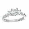 Thumbnail Image 1 of Previously Owned - Celebration Ideal 1-1/5 CT. T.W. Princess-Cut Diamond Three Stone Engagement Ring in 14K White Gold