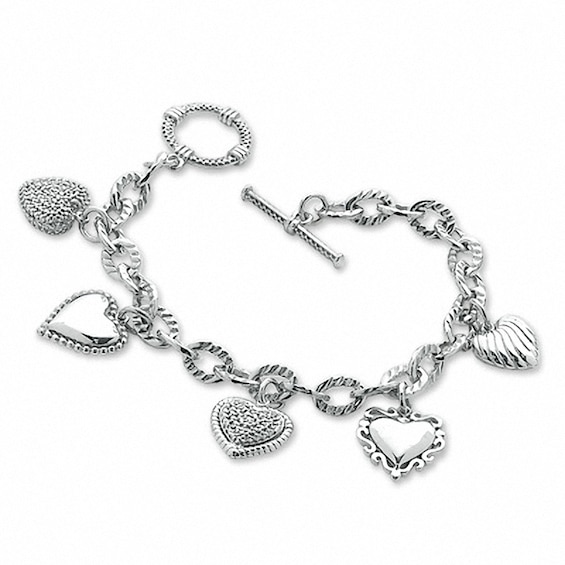 Zales Stainless Steel Heart Lock Bracelet with Yellow IP Screws - 7.5