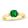 Thumbnail Image 0 of Previously Owned - 6.0mm Cushion-Cut Lab-Created Emerald and Diamond Accent Ring in 10K Gold