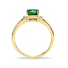 Thumbnail Image 1 of Previously Owned - 6.0mm Cushion-Cut Lab-Created Emerald and Diamond Accent Ring in 10K Gold