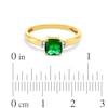 Thumbnail Image 2 of Previously Owned - 6.0mm Cushion-Cut Lab-Created Emerald and Diamond Accent Ring in 10K Gold