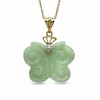 Thumbnail Image 0 of Previously Owned - Jade and Diamond Accent Butterfly Pendant in 10K Gold