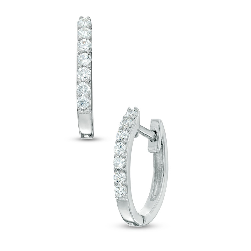 Previously Owned - 1/4 CT. T.W. Diamond Hoop Earrings in Sterling Silver