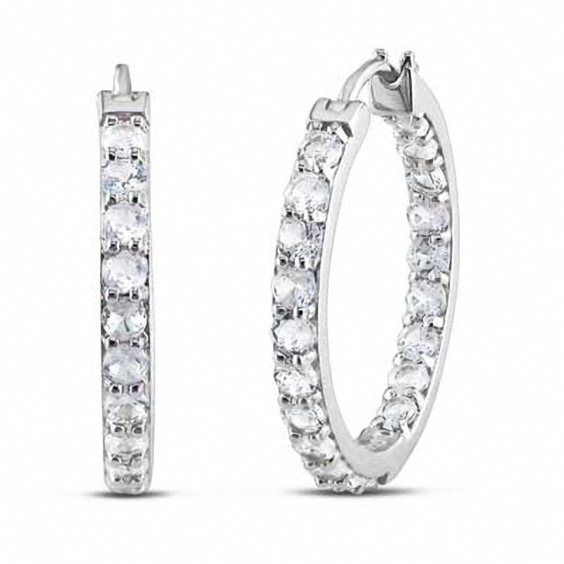 Previously Owned - Lab-Created White Sapphire Inside-Out Hoop Earrings in Sterling Silver