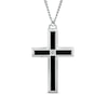 Thumbnail Image 0 of Previously Owned - Men's Diamond Accent Black Enameled Cross Pendant in Stainless Steel - 24"