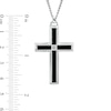 Thumbnail Image 1 of Previously Owned - Men's Diamond Accent Black Enameled Cross Pendant in Stainless Steel - 24"