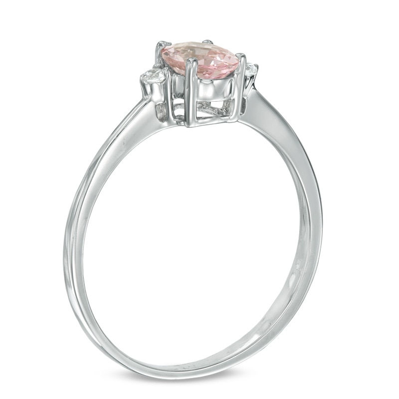 Previously Owned - Oval Morganite and Diamond Accent Ring in 10K White Gold