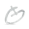 Thumbnail Image 1 of Previously Owned - Diamond Accent Cross Bypass Ring in 10K White Gold