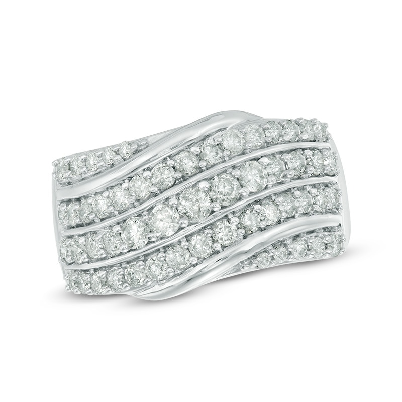 Previously Owned - 1 CT. T.W. Diamond Slant Anniversary Band in 10K White Gold