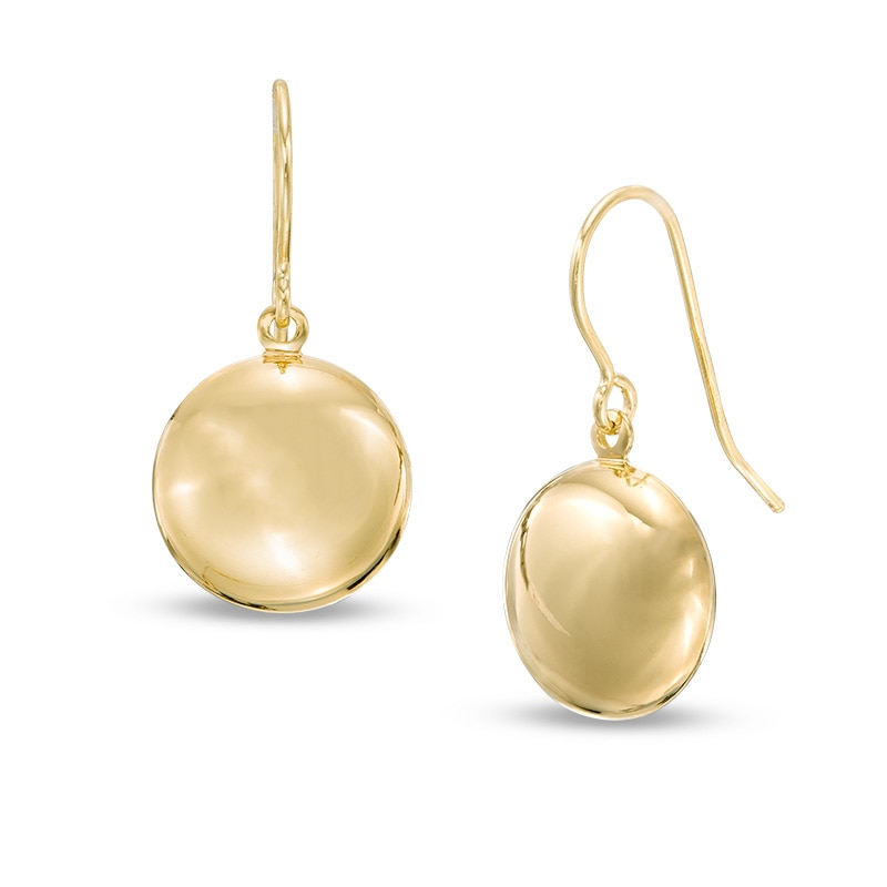 Previously Owned - Puffed Coin Drop Earrings in 14K Gold