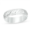 Thumbnail Image 0 of Previously Owned - Men's 6.0mm Brushed Milgrain Slant Comfort Fit Wedding Band in 14K White Gold