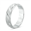 Thumbnail Image 1 of Previously Owned - Men's 6.0mm Brushed Milgrain Slant Comfort Fit Wedding Band in 14K White Gold