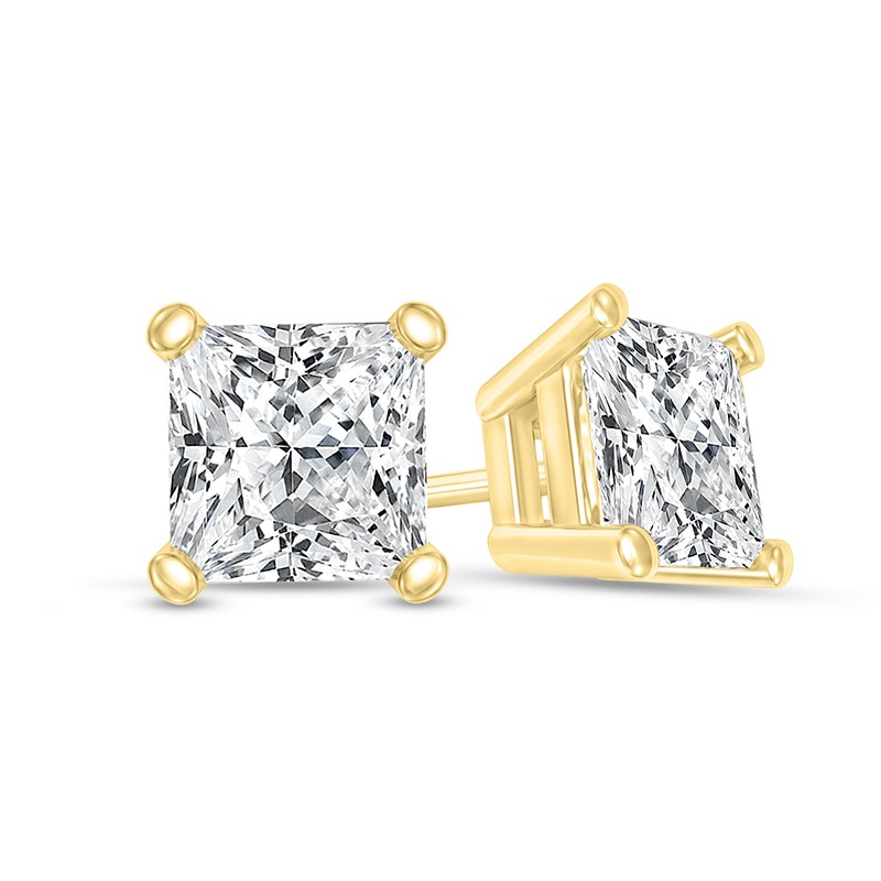 Main Image 1 of Previously Owned - 1/3 CT. T.W. Princess-Cut Diamond Solitaire Stud Earrings in 14K Gold (I/VS2)