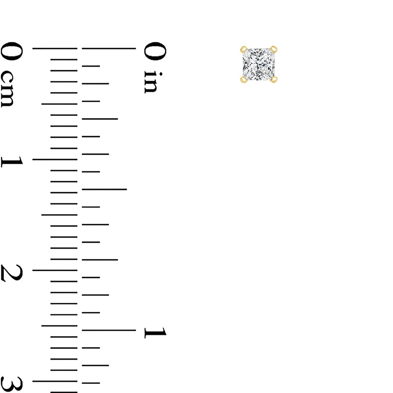 Main Image 2 of Previously Owned - 1/3 CT. T.W. Princess-Cut Diamond Solitaire Stud Earrings in 14K Gold (I/VS2)