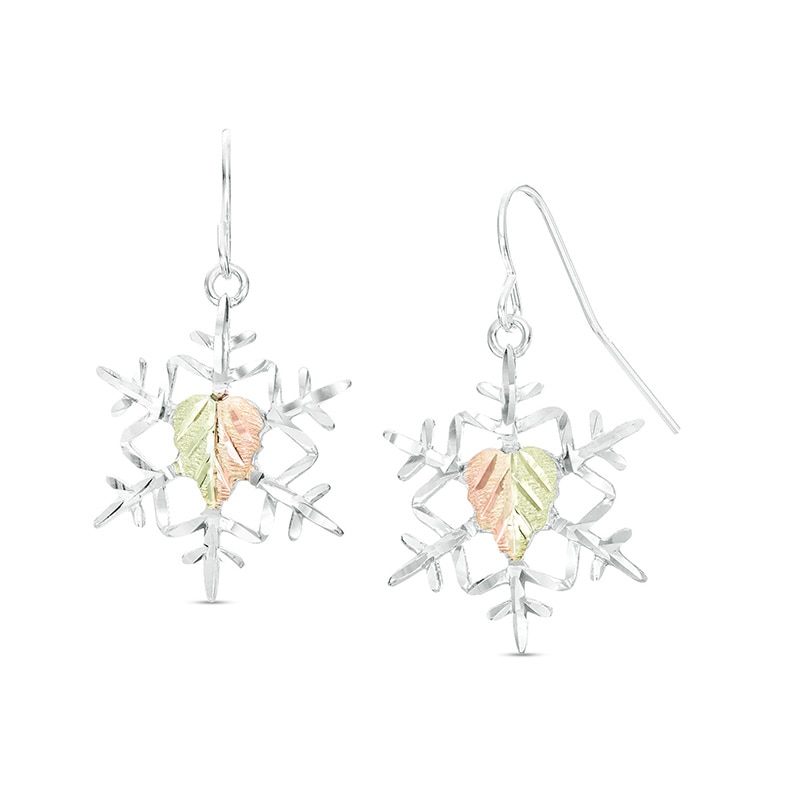 Main Image 1 of Previously Owned - Black Hills Gold Snowflake Drop Earrings in Sterling Silver