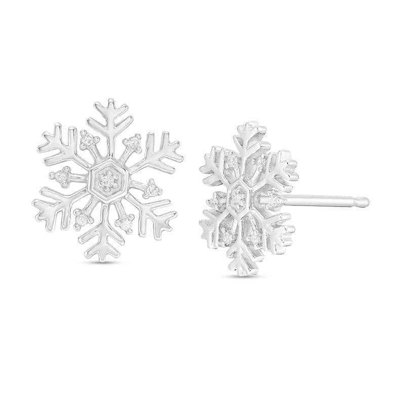 Previously Owned - 1/20 CT. T.W. Diamond Snowflake Stud Earrings in Sterling Silver