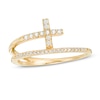 Thumbnail Image 0 of Previously Owned - 1/6 CT. T.W. Diamond Cross Split Shank Stacked Ring in 10K Gold