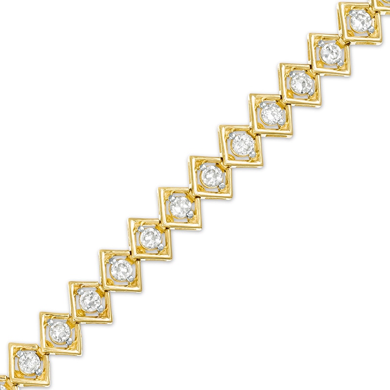 Previously Owned - 2 CT. T.W. Diamond Tilted Square Tennis Bracelet in 10K Gold - 7.25"