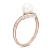 Thumbnail Image 2 of Previously Owned-6.0mm Freshwater Cultured Pearl and 1/20 CT. T.W. Diamond Chevron Ring in 10K Rose Gold