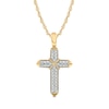 Thumbnail Image 1 of Previously Owned - Men's 1/8 CT. T.W. Diamond Double Row &quot;X&quot; Cross Pendant in 10K Gold