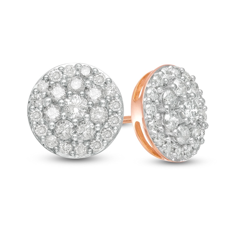 Previously Owned - 1 CT. T.W. Composite Diamond Circle Stud Earrings in 10K Rose Gold