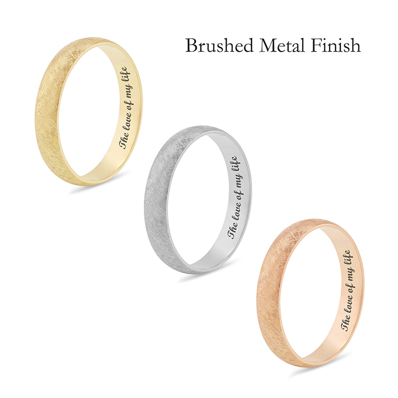 Previously Owned - 4.0mm Half-Round Engravable Wedding Band in 10K White, Yellow or Rose Gold (1 Line)