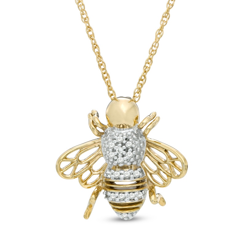 Main Image 1 of Previously Owned - 1/10 CT. T.W. Diamond Bumblebee Pendant in 10K Gold