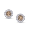 Thumbnail Image 1 of Previously Owned - 1/3 CT. T.W.  Champagne and White Diamond Frame Stud Earrings in 10K White Gold