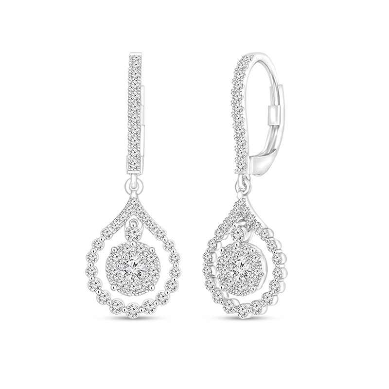 Main Image 1 of Previously Owned - 1 CT. T.W. Diamond Dangle Teardrop Earrings in 10K White Gold