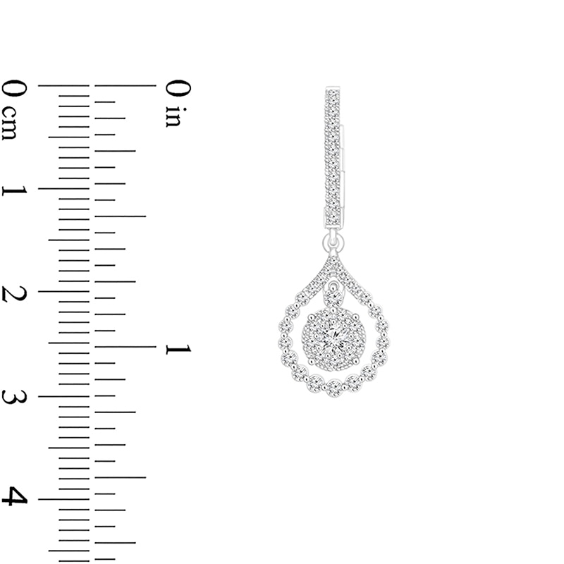 Main Image 3 of Previously Owned - 1 CT. T.W. Diamond Dangle Teardrop Earrings in 10K White Gold