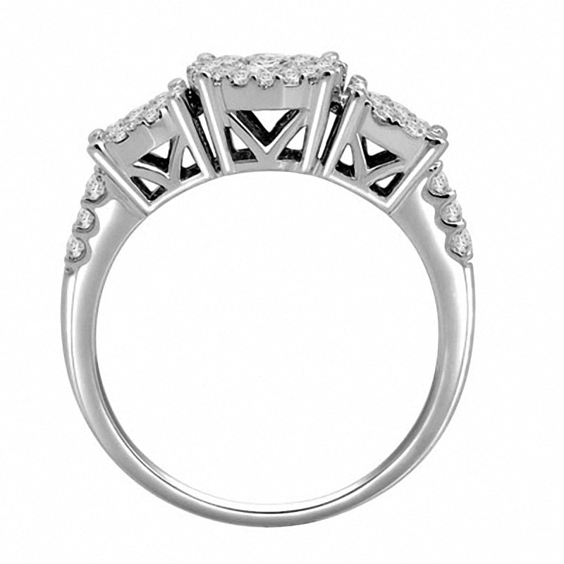 Main Image 3 of Previously Owned - 1/2 CT. T.W. Multi-Diamond Three Stone Ring in 14K White Gold