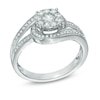 Thumbnail Image 1 of Previously Owned - 1/2 CT. T.W. Diamond Cluster Swirl Engagement Ring in 14K White Gold