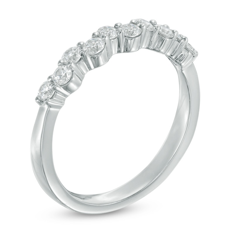Previously Owned - 1/2 CT. T.W. Diamond Zig-Zag Anniversary Band in 14K White Gold