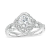 Thumbnail Image 0 of Previously Owned - 1-1/4  CT. T.W. Diamond Swirl Frame Split Shank Engagement Ring in 14K White Gold