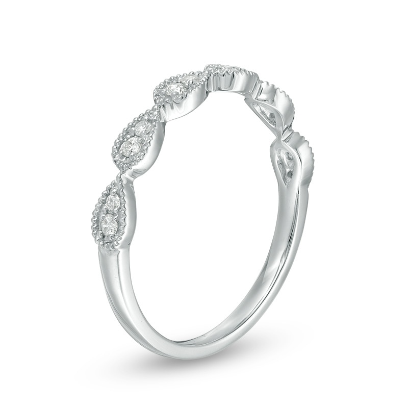 Previously Owned - 1/8 CT. T.W. Diamond Teardrop Vintage-Style Stackable Band in 10K White Gold