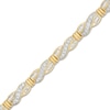 Thumbnail Image 0 of Previously Owned - 2 CT. T.W. Baguette and Round Diamond Crossover Link Bracelet in 10K Gold - 7.5"