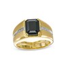 Thumbnail Image 1 of Previously Owned - Men's Cushion-Cut Onyx and Diamond Accent Inlay Ring in 10K Two-Tone Gold