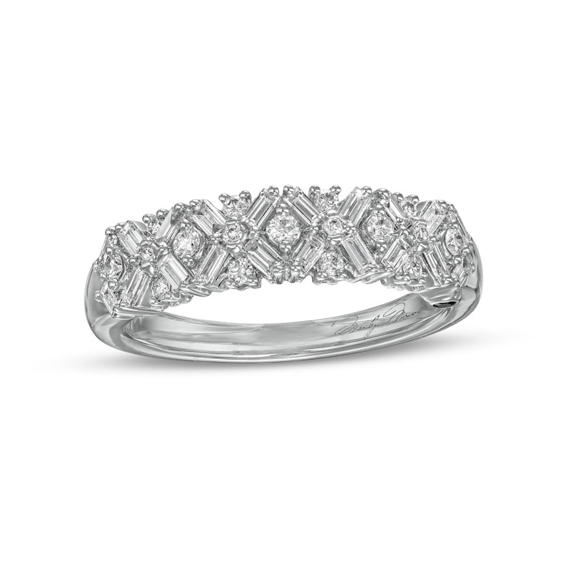 Main Image 1 of Previously Owned - Marilyn Monroe™ Collection 1/2 CT. T.W. Diamond Geometric Anniversary Band in 14K White Gold