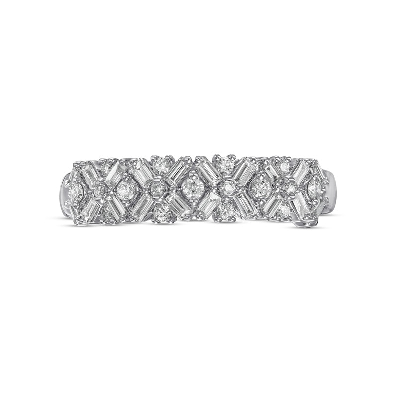 Main Image 4 of Previously Owned - Marilyn Monroe™ Collection 1/2 CT. T.W. Diamond Geometric Anniversary Band in 14K White Gold